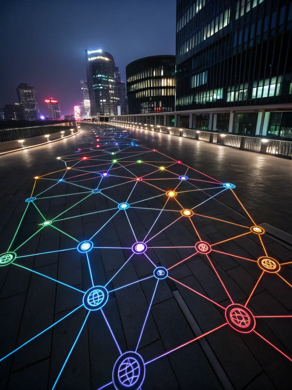 An abstract representation of interconnected nodes and pathways, symbolizing the complex relationships and holistic approach of QİM in problem-solving.