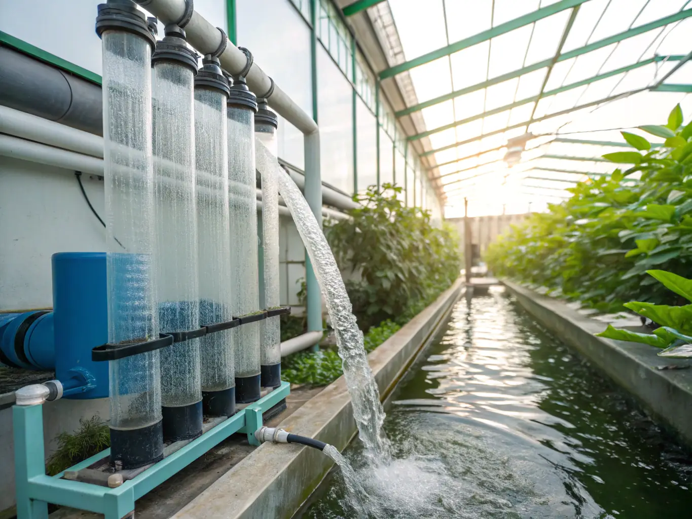 An image of a water treatment facility utilizing advanced filtration technologies to purify water, highlighting the commitment to providing clean and safe water resources.